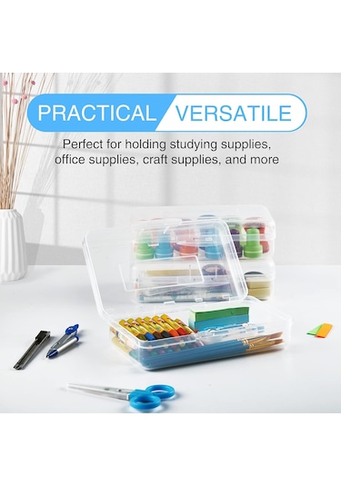 Sooez 3'lü Kalem Kutusu, Büyük Boy Kalem Kutusu, Şeffaf Tebeşir Kutusu, Kalem Düzenleyici, Kapaklı Plastik Saklama Kabı Th