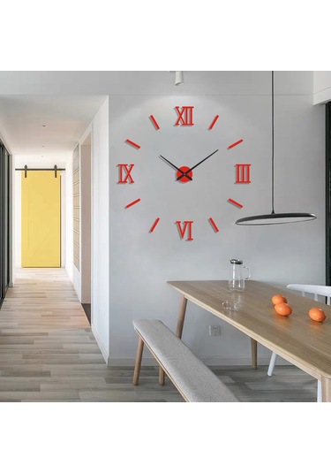 Ximistore9 Küçük Kırmızı 40cm Dıy Sessiz Duvar Saati - 3d Akrilik Dekoratif, Delme Yok Kurulum, Oturma Odası/bedroom Uyumlu