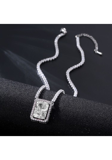 Chavin Düğün Nişan Kına Zirkon Taşlı Bayan Kolye es13by Kırmızı