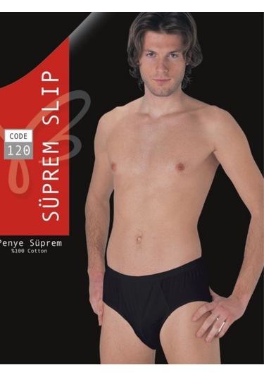 Erkek Siyah Süprem Penye Slip % 100 Pamuklu 3'lü Paket 120-3s Siyah