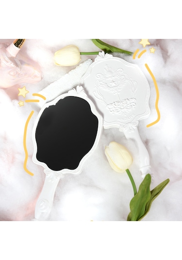 Vkemall Hold Lıve Zarif Oymalı Giyinme Aynası Taşınabilir El Makyaj Aynası Doğal Şeffaf