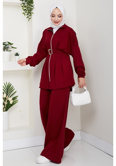 Dilsa Kemerli Oysho İkili Takım 1607 - Bordo Bordo