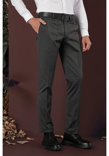 P 1134 Slim Fit Füme Spor Pantolon Füme