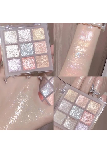 Yeni 9 Renkli Glitter Göz Farı Paleti Tam Sedefli Göz Farı Makyaj Paleti 9 Color 01