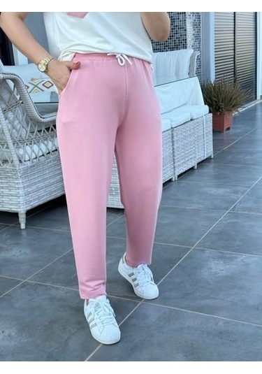 Defymoda Kadın Kristal Kumaş Garnili Cep Detaylı Ikili Takım Pembe