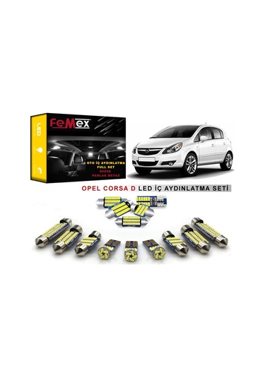 Opel Corsa D LED İç Aydınlatma Ampul Seti FEMEX Parlak Beyaz