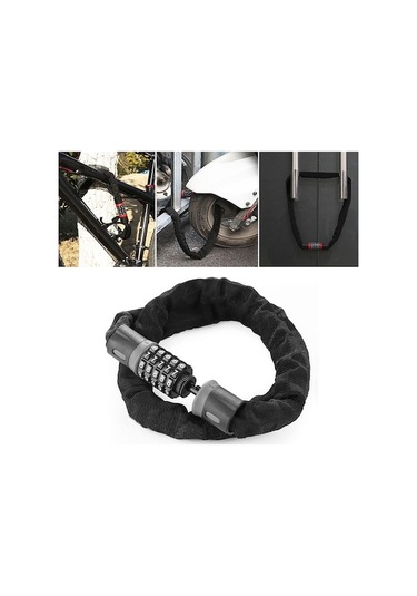 Rogfer Motosikletler / Bisiklet Zincir Kilidi 5 Haneli Şifre Hırsızlığa Karşı Şifre Kilidi, Uzunluk: 0.6m