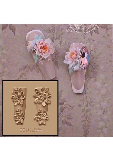 1 Adet Manolya Çiçek Yılan Gül Çiçek 3d Akrilik Tırnak Kalıp Nail Art Süslemeleri Silikon Damgalama Plakaları Tırnak Aksesuarları Mor