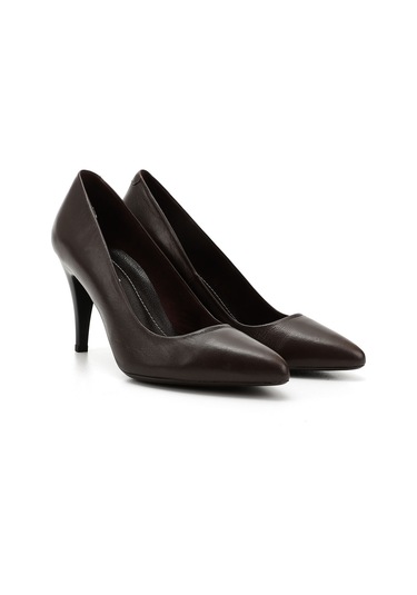 Gönderi R Kahve Antik Sivri Burun İnce Topuklu Hakiki Deri Stiletto Kahverengi