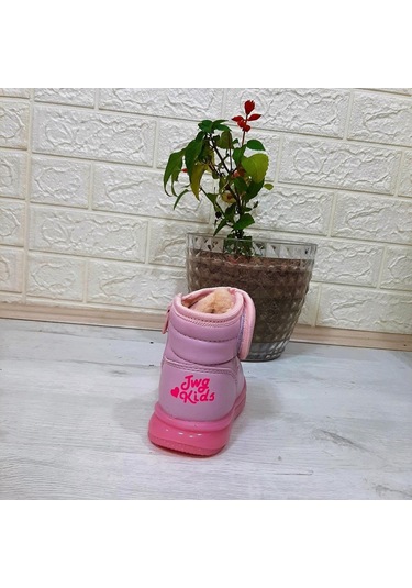 Twingo 9100 Pembe Cırtlı Fermuarlı İçi Kürklü Kız Çocuk Bebe Bot Pembe