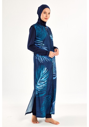 Uzun Tam Boy Tam Kapalı Tesettür Mayo 1307 Lacivert Lacivert
