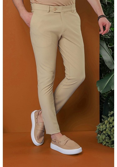 P 1120 Slim Fit Bej Spor Pantolon Bej