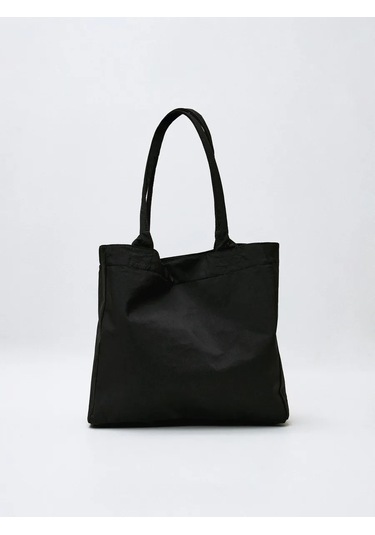 Sela Nakışlı Siyah Naylon Shopper Çanta 468567024 Koyu Gri