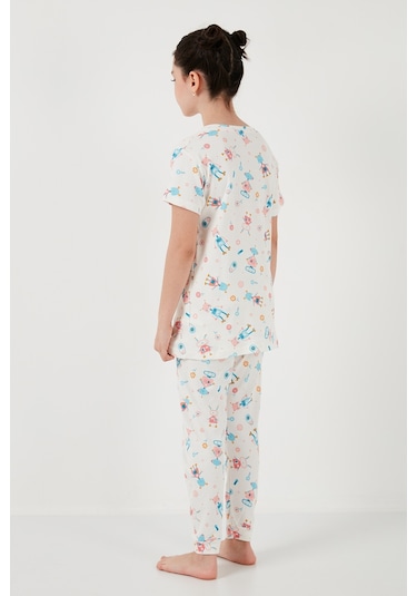 Lela % 100 Pamuk Bisiklet Yaka Kısa Kollu Kız Çocuk Pijama Takımı 6651002 Şeker Pembe