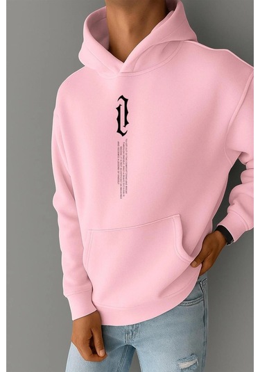 Yazı Baskılı Sweatshırt Pembe