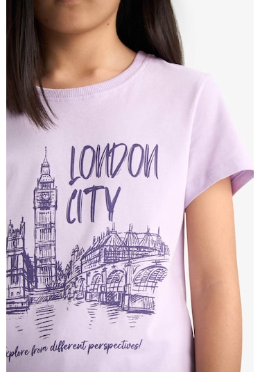 Defacto Kız Çocuk Bisiklet Yaka Baskılı Kısa Kollu Tişört E0349a825smpr143 Mor Defacto Kız Çocuk Bisiklet Yaka Baskılı Kısa Kollu Tişört E0349a825smpr143 Mor