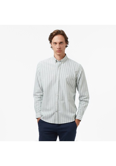 Nautica Classic Fit Erkek Çizgili Gömlek W57405t Yeşil