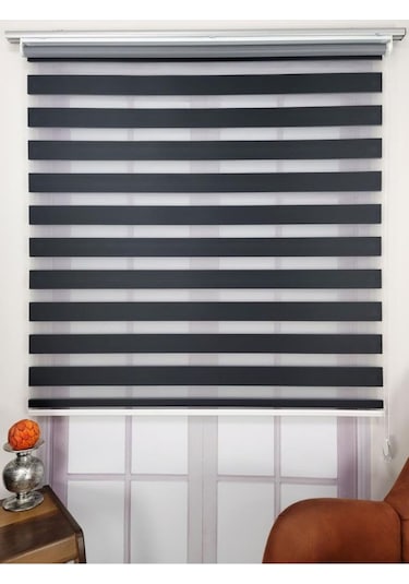 Siyah Bambu Düz Zebra Stor Güneşlik Perde