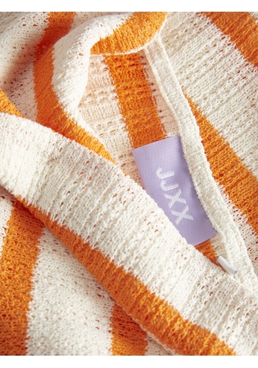 Jack & Jones Kadın Çizgili Straplez Bluz - Linnea - 12277369 Persimmon Orange