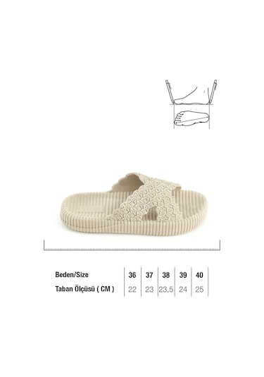 Gezer Kadın Yazlık Ev Banyo Islak Zemine Uygun Terlik Bej