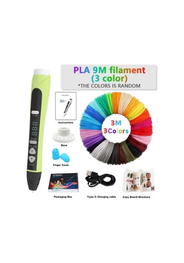Xuweiwei 1 Set Yeşil Yüksek Sıcaklık 3d Çizim Kalemi Led Ekranlı Yüksek Kaliteli Dıy Baskı Kalemi Pla Abs Reçine Uyumlu
