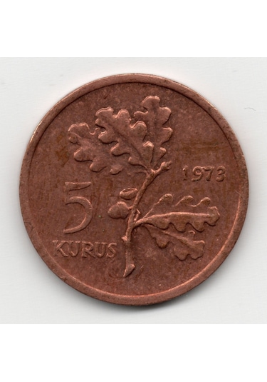 5 Kuruş 1973 Çil Eski Madeni Para