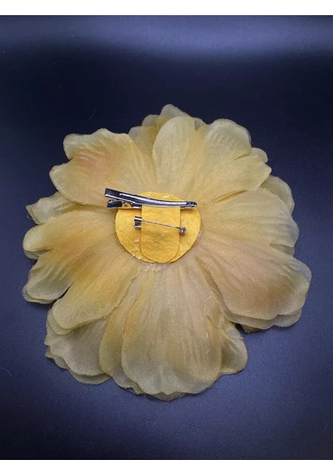 Amely Rid Kumaştan Büyük Çiçek Fiyonk Broş Tokalı 256858408 Hardal Rengi