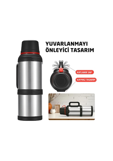 6270 Travel Pot Çelik Termos 4 Litre - Gümüş Gümüş