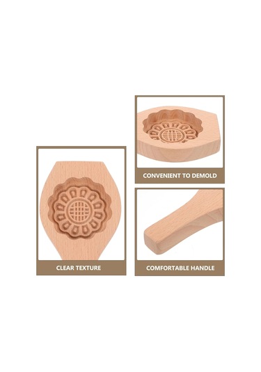 Pxcl Ahşap Ay Kek Kalıpları Yaratıcı Ay Kek Kalıbı, Çiçek Desenli Kahverengi