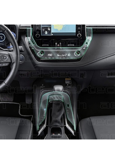 Toyota Corolla Uyumlu Klima Gösterge Vites Etrafı Ve Kolçak Altı Piano Black Tpu Koruyucu
