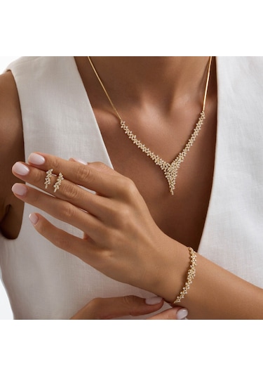 Yıldız Seli Sarı Altın Takı Seti T14330