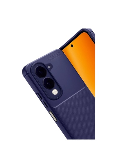 Vivo Y29s Uyumlu Kılıf Karbon Tasarım Kamera Korumalı Silikon Telefon Kılıfı Kapak Lacivert