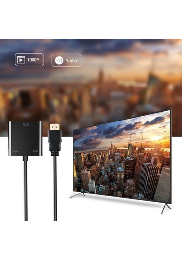 Hdmi To Vga Kablo Çevirici Dönüştürücü Ses Uydu Receiver Ps3 Ps4 (250382973)