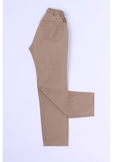 Hçm Çocuk Unisex Okul Pantolonu Beli Lastikli Taba