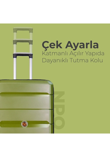 Npo Diamond Pp Polipropilen Büyük Ve Orta Boy 2'li Kırılmaz Valiz Seti-siyah Siyah