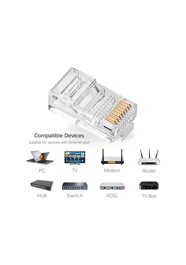 RJ45 Network Cat5 Cat6  Jack Ethernet Konnektör Uç 100 Adet