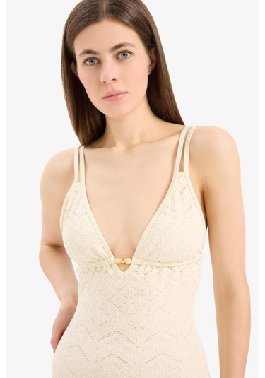 DeFacto Regular Fit Nakışlı Brode Mayo-Fall in Love B6898AX25SMER103 Ekru