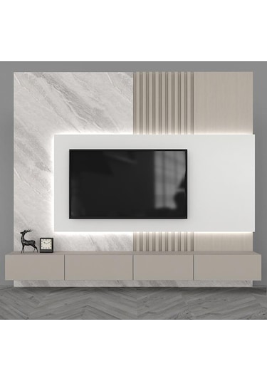 Joy Tv Ünitesi Tv Sehpası Alt Modül Kum Beji 240 Cm Mdf Joy Tv Ün