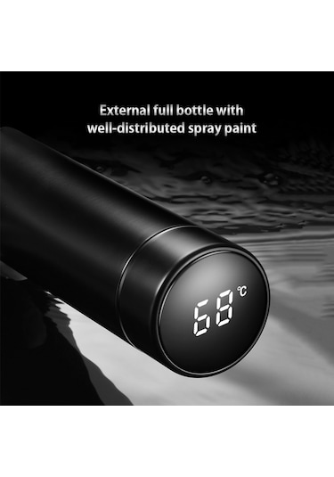 Qingmipy Akıllı Dokunmatik Ekranlı 500ml Vakumlu Termos - Sıcaklık Göstergeli, Sızdırmaz Paslanmaz Çelik Seyahat Bardağı