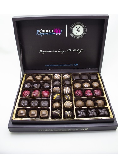 Dark Brown Hediyelik Çikolata 40 Adet Spesiyel Türüf Çikolata Kutusu Gerçek Çikolatadan