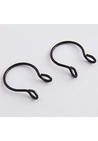 Siyah Zarif Sahte Sahte Septum Yüzük Paslanmaz Çelik 14k Dolu 20 Ölçer 8mm Çapı