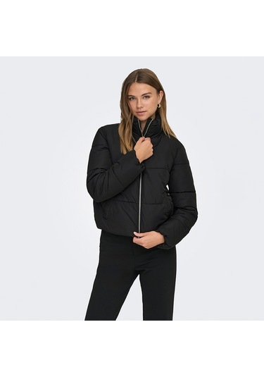Jacqueline De Yong Newerica Life Short Padded Kadın Siyah Dik Yaka Ceket Siyah