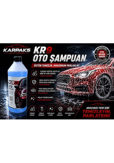 Karpaks Kr9 Oto Şampuan 1 Lt Yoğun Köpüklü Profesyonel Araç Şampuanı