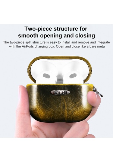 Yağ Balmumu Deri Doku Kulaklık Koruyucu Kılıf Airpods Uyumlu 1/2 Kahverengi İçin Asmak Toka İle Kahverengi