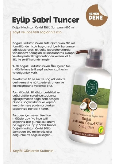 6 Al 5 Öde Eyüp Sabri Tuncer Doğal Hindistan Cevizi Sütlü Şampuan 600 Ml Ve Rosıe