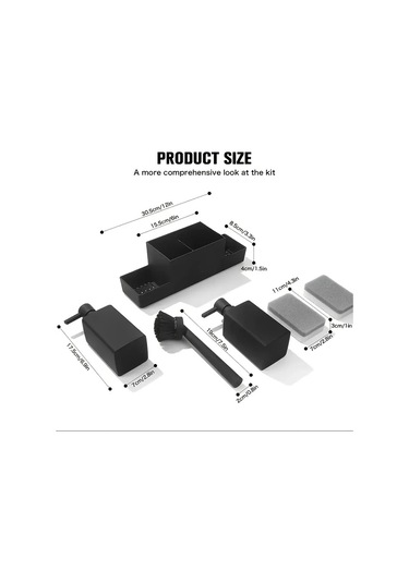 Motion003 6 Adet Mat Siyah Çift Sabunluklu Sünger Tutucu Ve Bulaşık Fırçası İle Alt Depolama Drenajlı Mutfak Lavabosu Veya Banyo İçin Modern Minimalist Tasarım Siyah Siyah