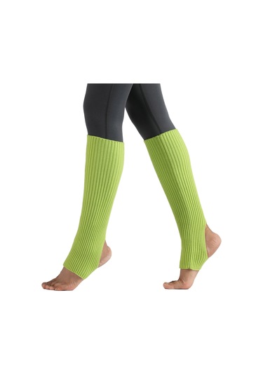 Teltree Yoga Ve Balet İçin Isı Sağlayan 44cm Ribbed Bacak Koruyucu, Açık Ayaklı Ve Topuklu Tasarım, Kadınlar İçin Spor Stili Yeşil Açık Yeşil