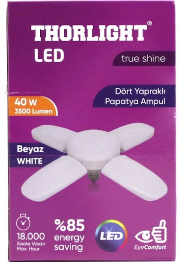 1+4 Kollu - Yapraklı Pervane Modeli Papatya Beyaz Led Lamba Ampul 40w - E27 P-6040b 5468