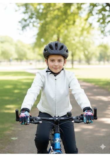 Çocuk Motosiklet & Bisiklet Eldiveni Çiçek Desenli - Güvenli Sürüş Için