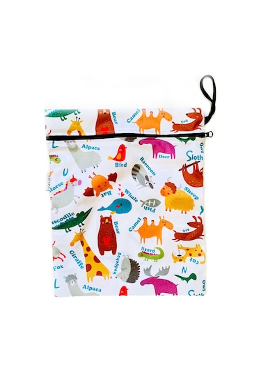 Yorni 30x37cm, Zoo, Su Geçirmez Bebek Çocuk Beslenme Çantası, Torba Beyaz